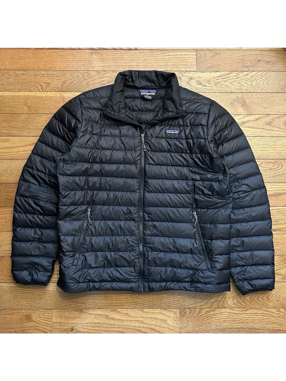 Patagonia Goose Down Sweater Puffer Quilted Full Zip Black Jacket Large